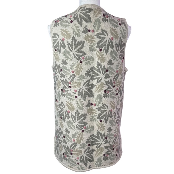100% Wool Embroidered Vest S Woolrich Maple Leaves Boiled V-Neck Metal Clasp - Picture 5 of 15